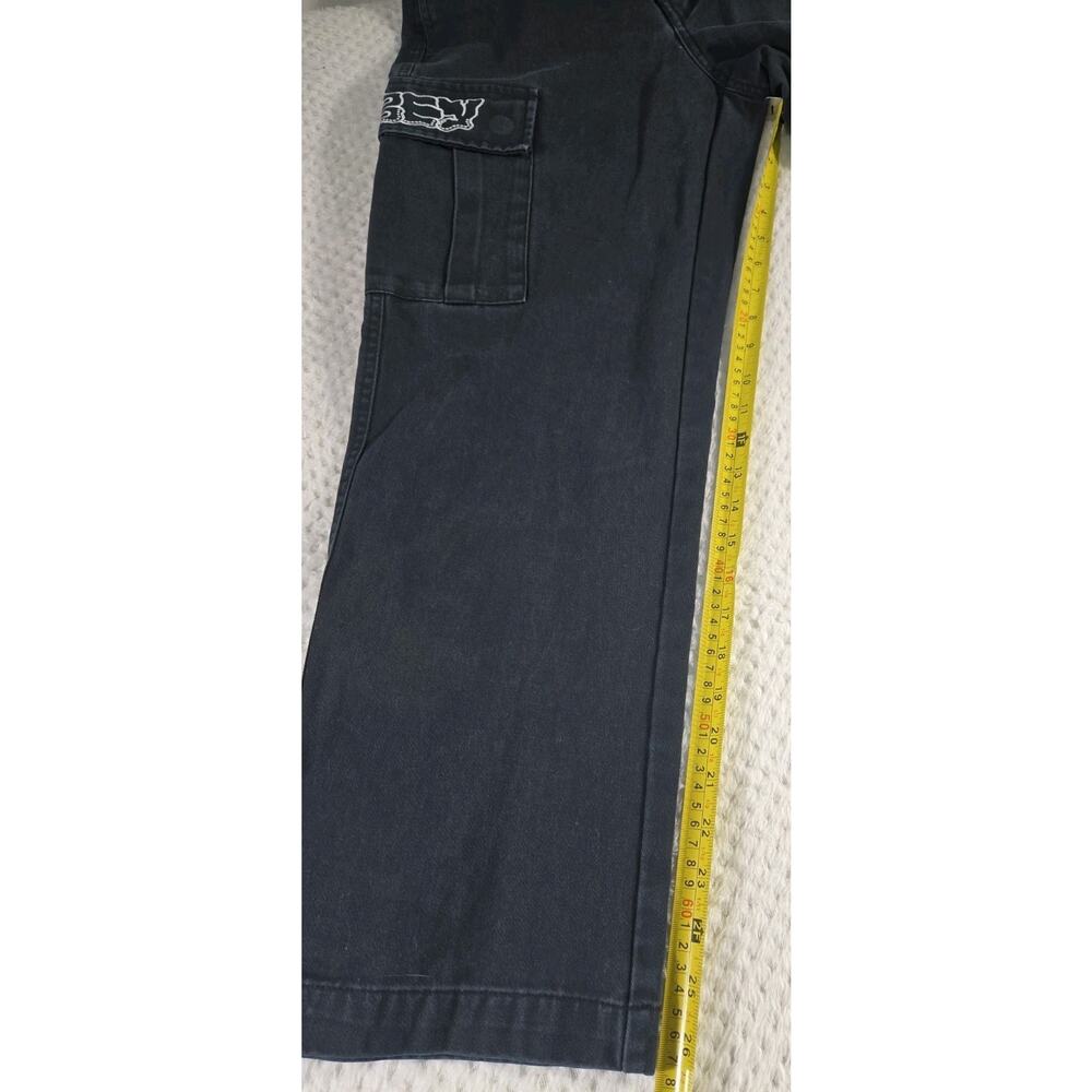 Obey Cargo Pants Womens 26 Black Wide Leg Embroidered Streetwear Skate Y2K #118 - Picture 7 of 8